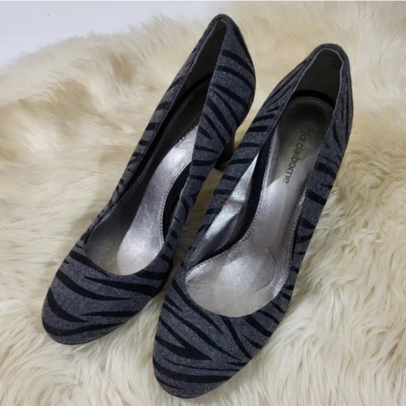 Liz Claiborne Johnnie Gray Zebra Pump Heels - Picture 3 of 12